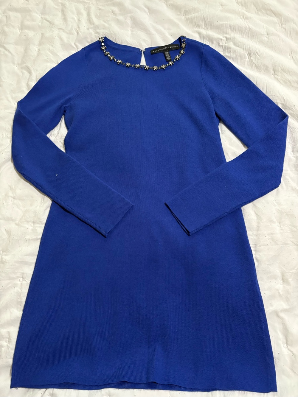 White House Black Market Cobalt Blue Jeweled Neckline Dress
